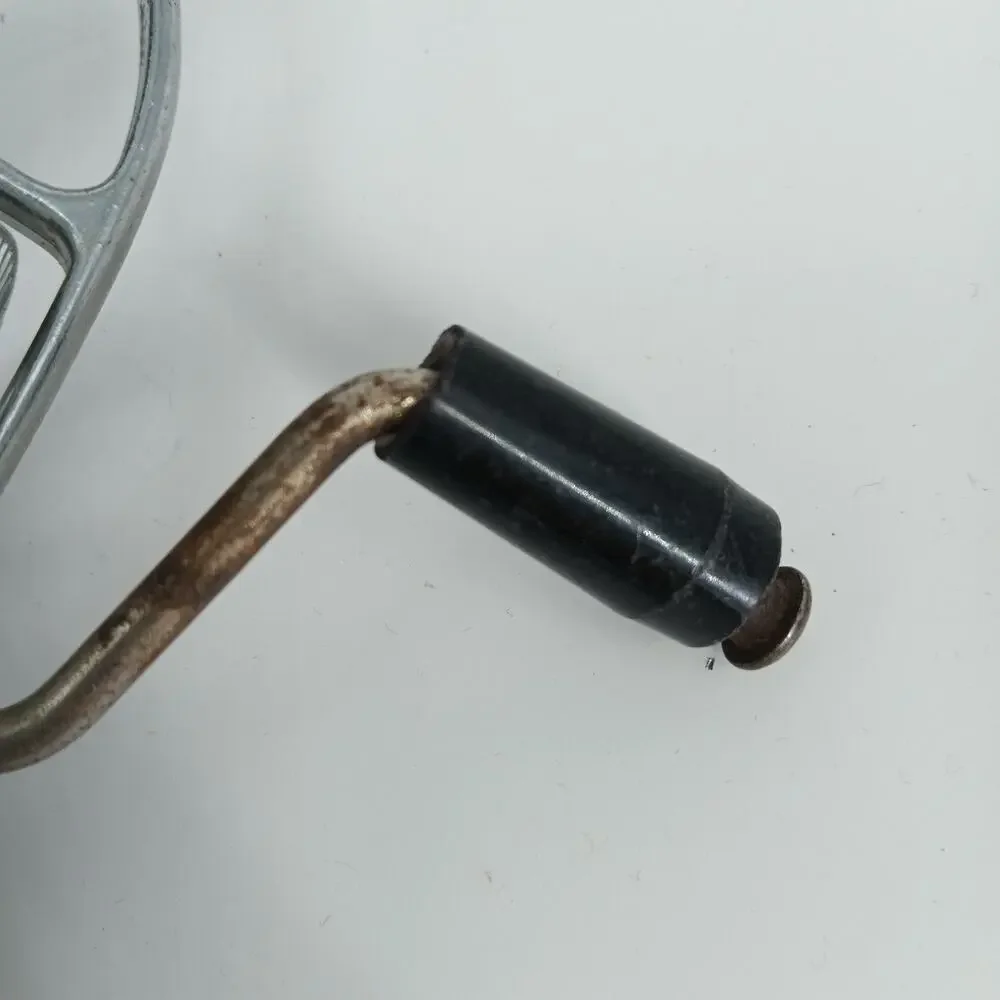 Vintage US Stainless Steel Rotary Egg Beater Hand Crank Mixer Black Handle USA